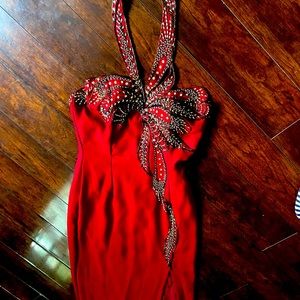 Burgundy red prom dress